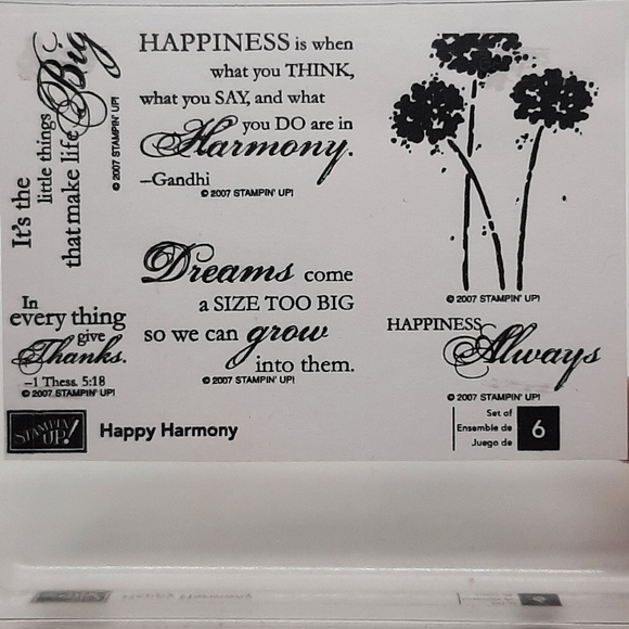NWT Stampin Up Set of 6 Ink Stamps In Box Happy Harmony - Picture 4 of 4